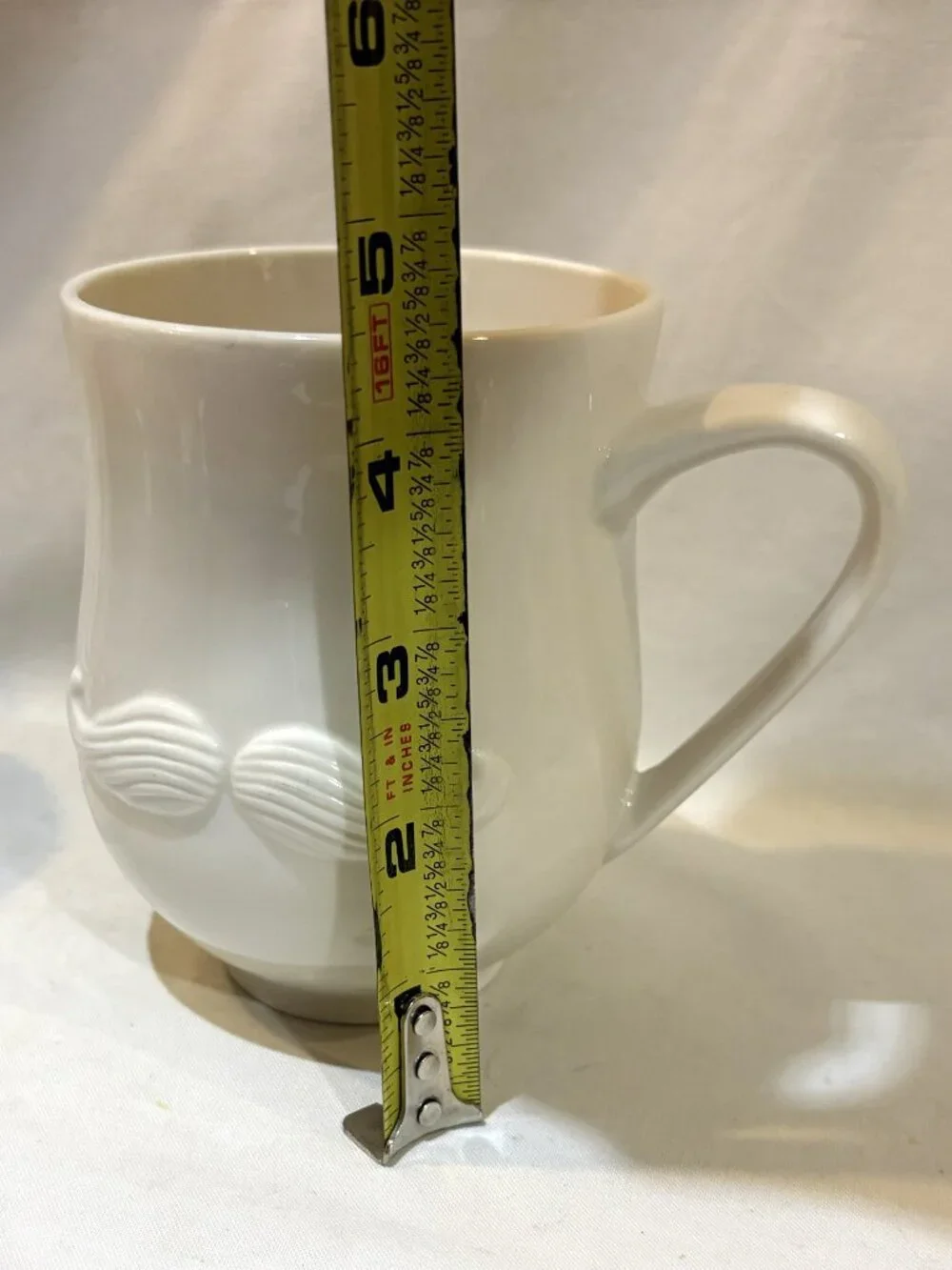 Jonathan Adler Mr & Mrs Muse Mug Sculptured Lip Mustache White Porcelain